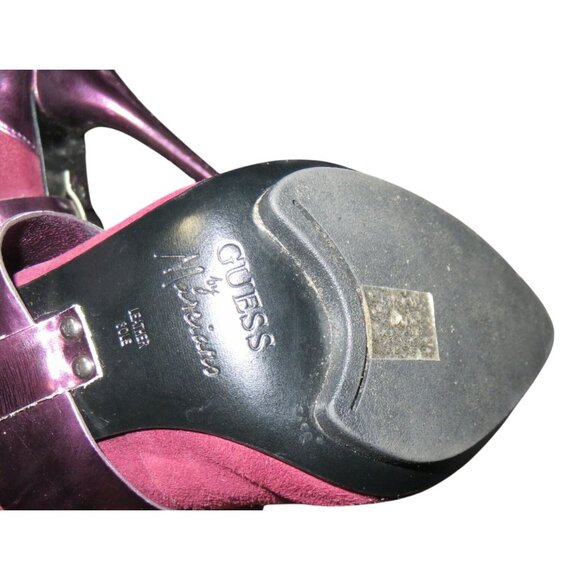 Guess by Marciano Pink & Purple Metallic Patent Italian Leather Strappy Heels 7 - Picture 8 of 10